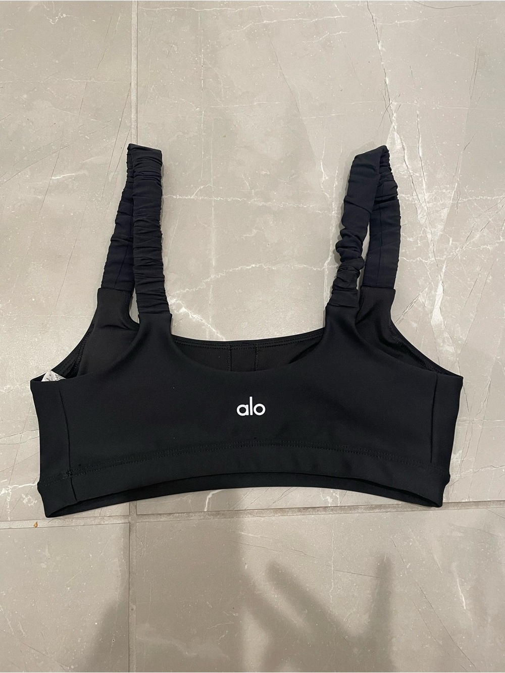 Alo Yoga Women's Black Ruched-Strap Sports Bra XS